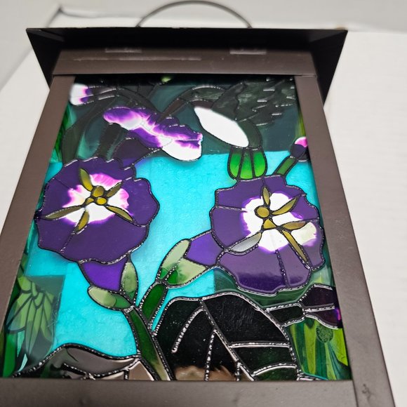 New Pagoda Zen Stained Floral Glass Solar Powered Garden Humming Bird Lantern - Picture 12 of 16